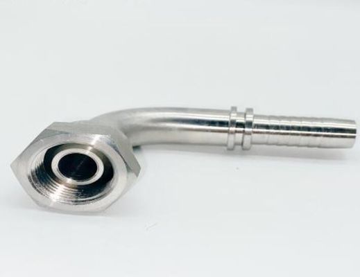 Folha galvanizada Acessórios de mangueira hidráulica de aço inoxidável hexadecimal de 90 graus Bsp 22691