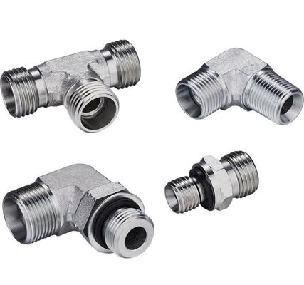 Folha galvanizada 90 graus Bsp Filamento masculino tipo de mordida ajustável Stud fim com O-ring