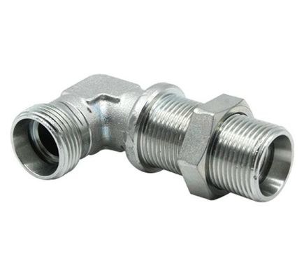 Feito de aço carbono médio Parede hidráulica adaptador de mangueira métrico 90 deg