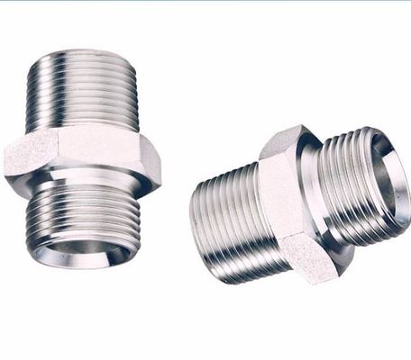 Acessórios de mangueiras de aço inoxidável Bsp Adaptador macho a macho Selo de cone de 60 graus Componentes hidráulicos
