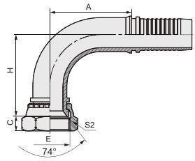 26791 Acero inoxidável Acessórios hidráulicos para mangueiras de enxaguamento para fios americanos Jic 74 Taper Seal 90 Cotovelo